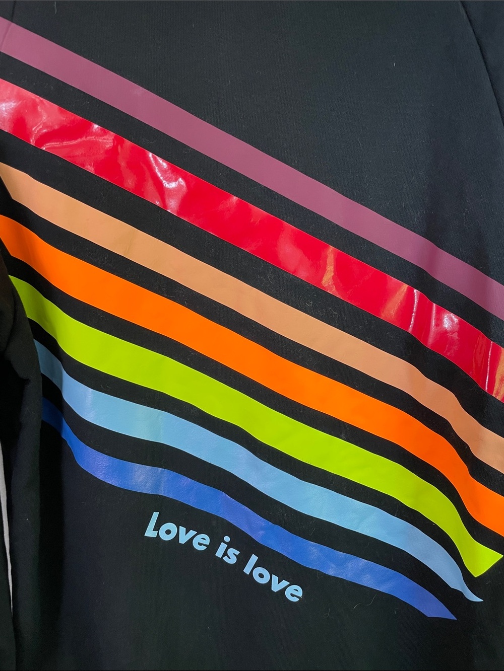 Style Reform Exhale Black Love is Love Rainbow Long Sleeve Hoodie Size M - Picture 8 of 12